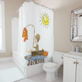 Douchegordijn Visser Vist Vis Zon Boot (In situ)