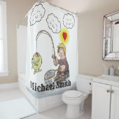 Douchegordijn Visser Vist Viswolken (In situ)