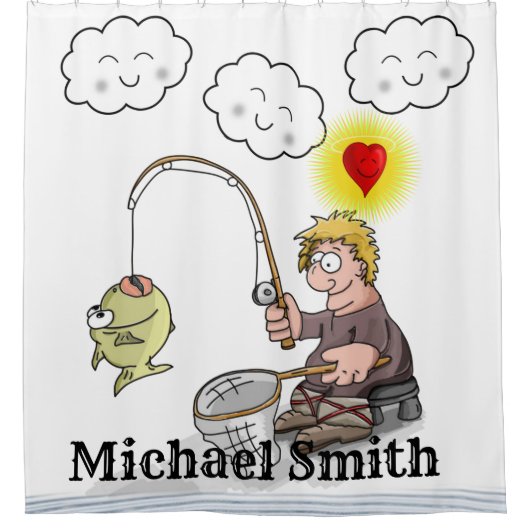 Douchegordijn Visser Vist Viswolken (Voorkant)