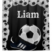 Douchegordijn Voetballen Zwart (Voorkant)