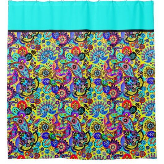 douchegordijn voor floral paisley (Voorkant)