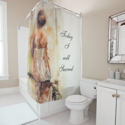 Douchegordijn Vrouw op een Bank Vandaag Succes (In situ)