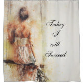 Douchegordijn Vrouw op een Bank Vandaag Succes (Voorkant)