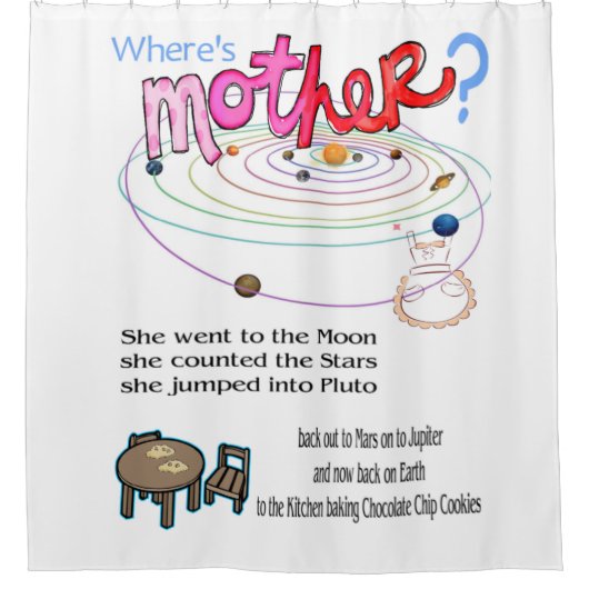 Douchegordijn Waar is mam? (Voorkant)