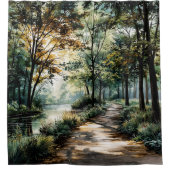 Douchegordijn Wandelend in het bos (Voorkant)
