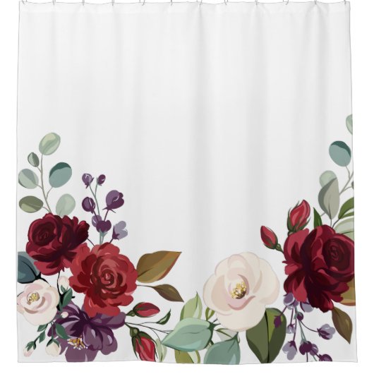 Douchegordijn Wit Rozen Goud Geometrisch FL (Voorkant)