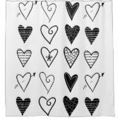 Douchegordijn Witte en Zwarte Harten (Voorkant)