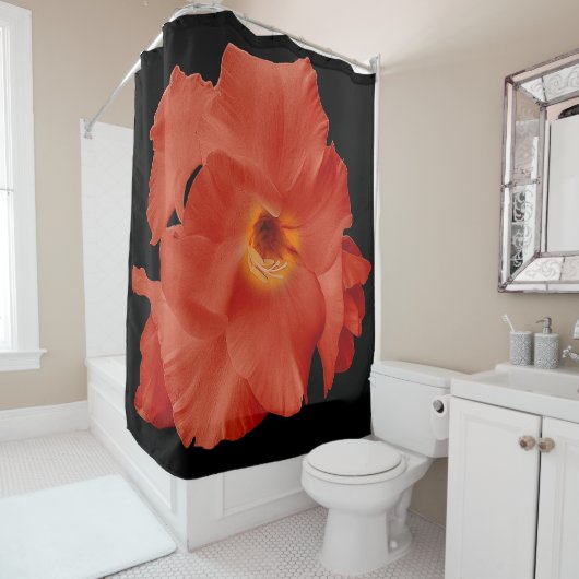 Douchegordijn Zwaard Lily Rood Geel (In situ)