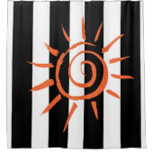 Douchegordijn Zwart-wit Streep Sinaasappel Star (Voorkant)