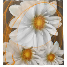 Douchegordijnbloemen Wit Zwart Sinaasappel