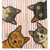 Douchegordijnen met spionerende katten (Voorkant)