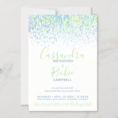 Douchen cascade groene blauwe kunst bruiloft magnetische uitnodiging (Voorkant)