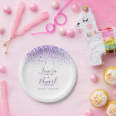 Douchen cascade paarse waterverf kunst bruiloft papieren bordje (Feest)