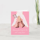 Douchen Cowboy Laarzen & Trouwjurk Bruids Kaart (Voorkant)