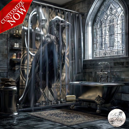 Douchen met een kraai douchegordijn