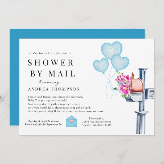 Douchen per Mail Baby shower Kaart (Voorkant / Achterkant)