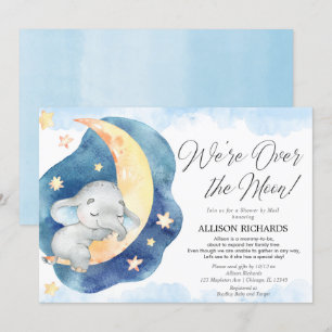 Douchen per Mail over de maan olifant baby shower Kaart