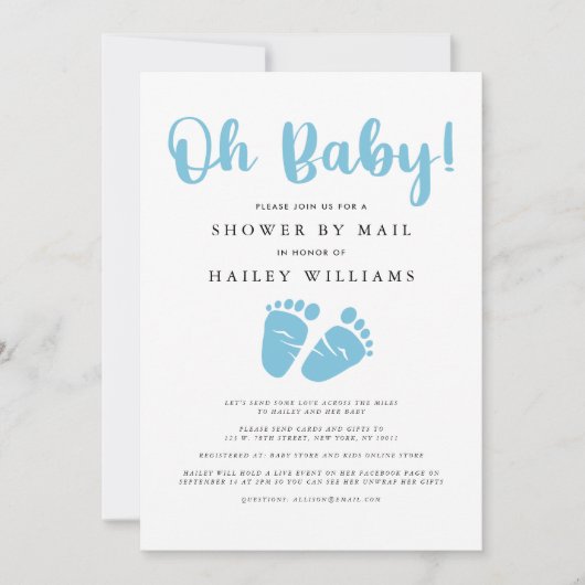 Douchen per post | Oh Baby Boy Blue Baby Feet Kaart (Voorkant)