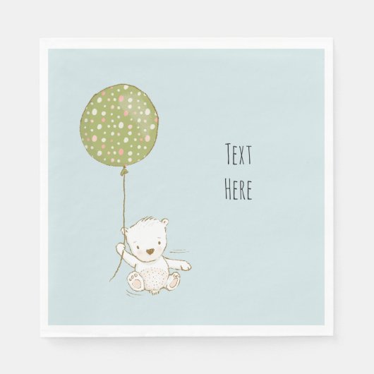 Doucheservet Beer met ballon Servet (Voorkant)