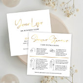 Douchestoomboot Fizzer Care Guide Wit & Goud Logo Vierkante Visitekaartje