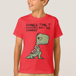 Douchetijd? Grappige Groene T-Rex Dinosaurus Carto T-shirt