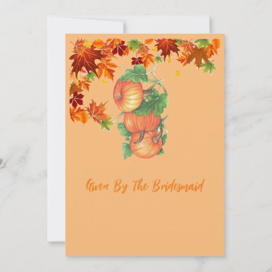 doucheuitnodiging met pompoen bridal kaart (Achterkant)