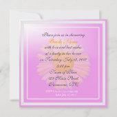 doucheuitnodiging, paarse bloem kaart (Voorkant)