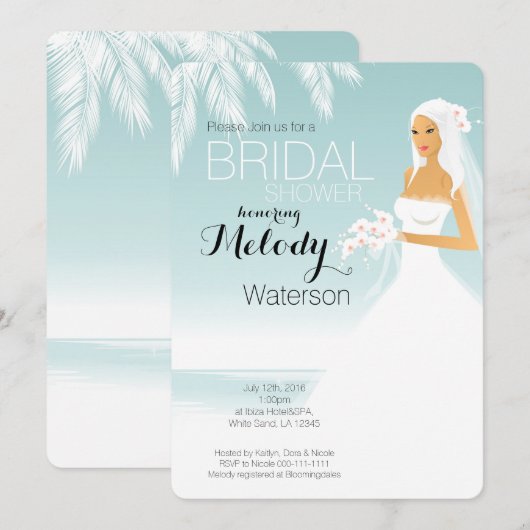 doucheuitnodiging voor brudal kaart (Voorkant / Achterkant)