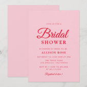 doucheuitnodiging voor roze en rode bruid kaart (Voorkant / Achterkant)