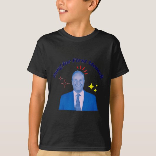 Doug voor eerste Mensch Yiddish Kamala Harris Stem T-shirt (Voorkant)