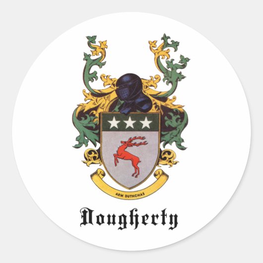 Dougherty Coat of Arms Ronde Sticker (Voorkant)