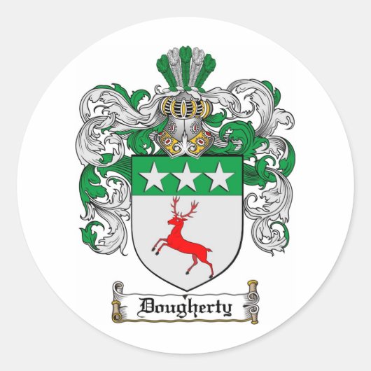 DOUGHERTY FAMILIY CREST - DOUGHERTY COAT WAPENS RONDE STICKER (Voorkant)
