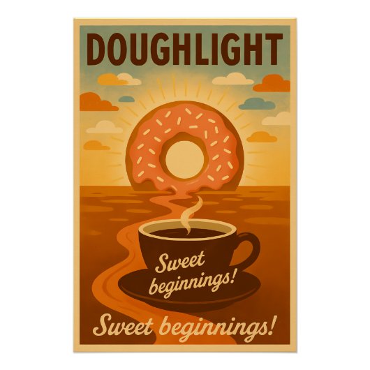 Doughlight Retro Donut Coffee Poster (Voorkant)