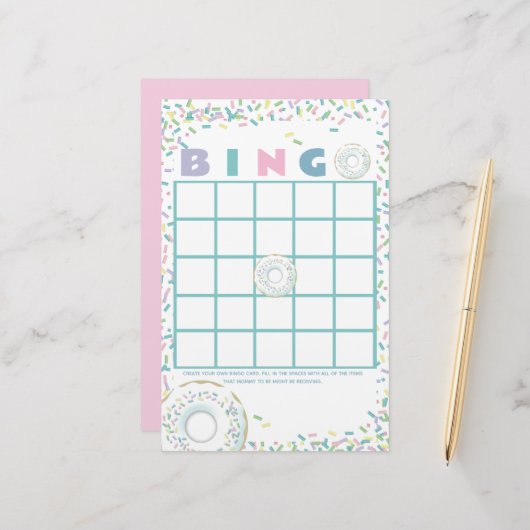 Doughnoten en Sprinkles Bingo Stationery Briefpapier (Voorkant / Achterkant in situ)