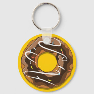 Doughnoten met chocoladeijs sleutelhanger