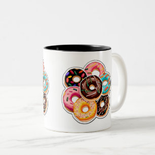 Doughnoten Sticker Art Two-Tone Mok, 11 oz Tweekleurige Koffiemok
