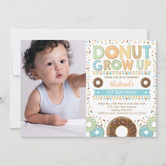 Doughnut Birthday Donut Party Sprinkles Uitnodigin Kaart (Voorkant)