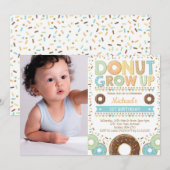 Doughnut Birthday Donut Party Sprinkles Uitnodigin Kaart (Voorkant / Achterkant)
