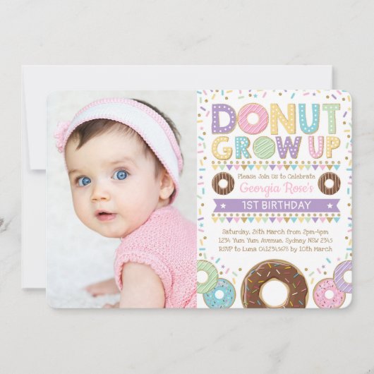 Doughnut Donut Grow op Invite Birthday Sprinkles Kaart (Voorkant)
