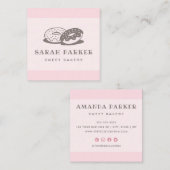 Doughnut donut whimsical bakker pink schattig vierkante visitekaartje (Voorkant / Achterkant)