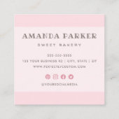 Doughnut donut whimsical bakker pink schattig vierkante visitekaartje (Achterkant)