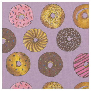 Doughnut Donuts Paars Breakfast Junk Food Pastry Stof
