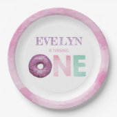 Doughnut First Birthday Personalized Papieren Bordje (Voorkant)