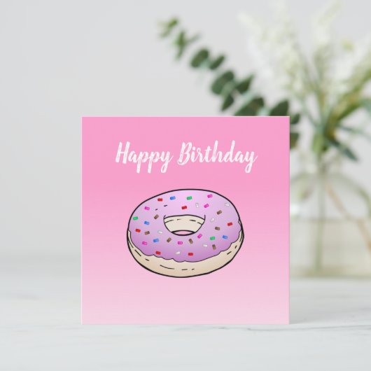 Doughnut Flat Greeting Birthday Kaart (Staand voorkant)