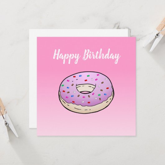 Doughnut Flat Greeting Birthday Kaart (Voorkant / Achterkant in situ)
