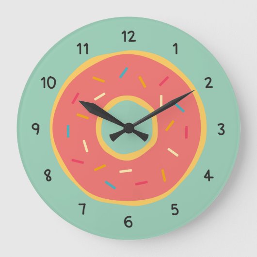 Doughnut Food Gedekte nummers Decorative Kitchen Grote Klok (Voorkant)