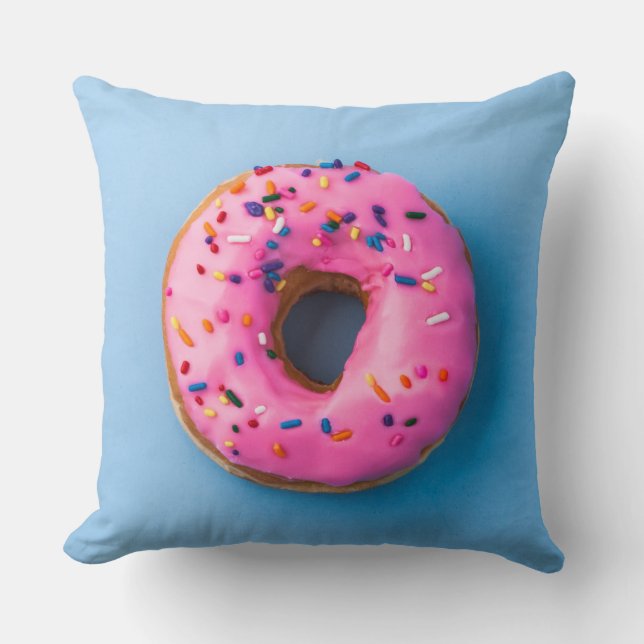 Doughnut foto blauw en roze modern design Kussen (Voorkant)