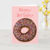Doughnut Happy Birthday Wenskaart Kaart (Gele Bloem)