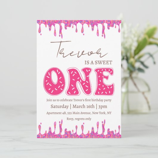 Doughnut illustratie zoet een verjaardag kaart (Staand voorkant)