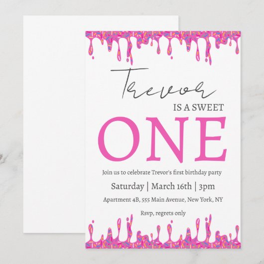 Doughnut illustratie zoet een verjaardag kaart (Voorkant / Achterkant)